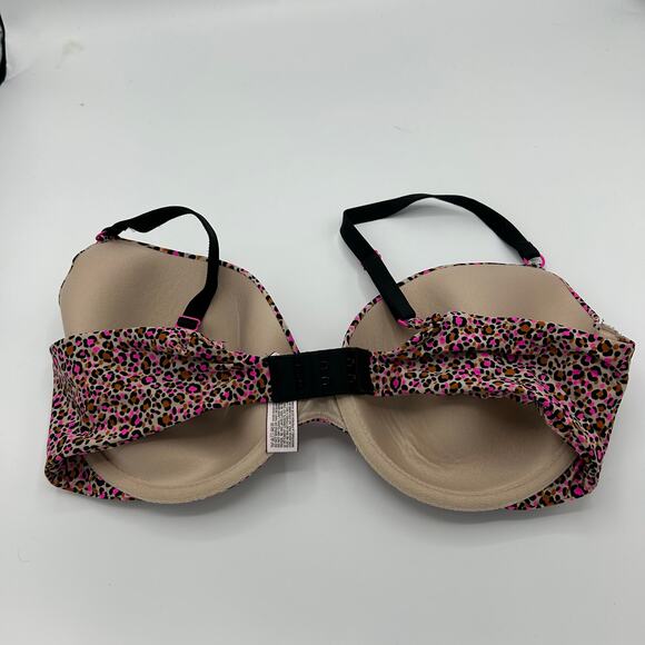 Victoria’s Secret Bra 36D Demi Leopard Print Pink Animal Push Up Underwire - Picture 3 of 11